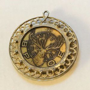 BPOE Elks Spirit of 76 Coin Pendant Medallion Gold Tone 2" Wide Charm